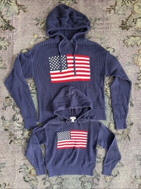 Cat & Jack Navy Blue Mommy & Me Matching Hoodies with American Flag
